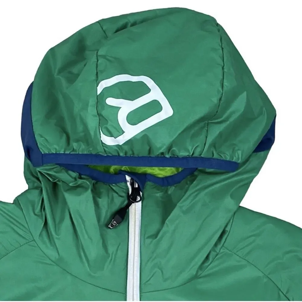 Ortovox Swisswool Piz Boè Green Jacket neon yellow pocket zippers. Men’s Medium